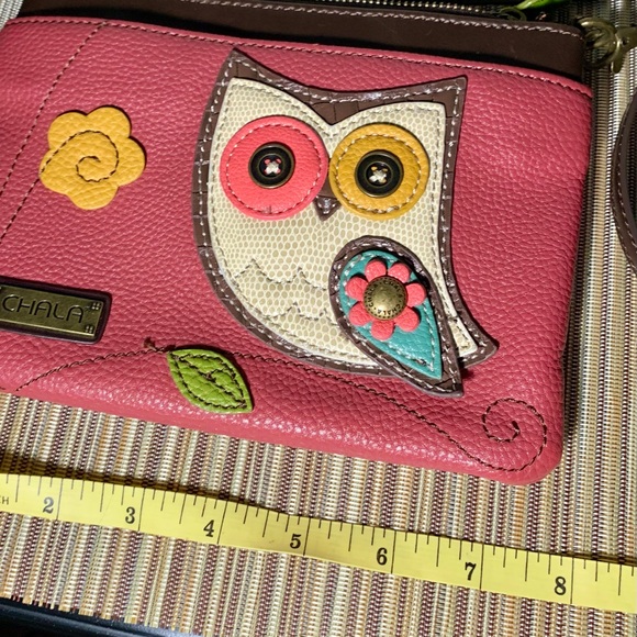 Chala Crossbody Purse Owl Design Pink Faux Leather Adjustable Strap - Picture 10 of 10